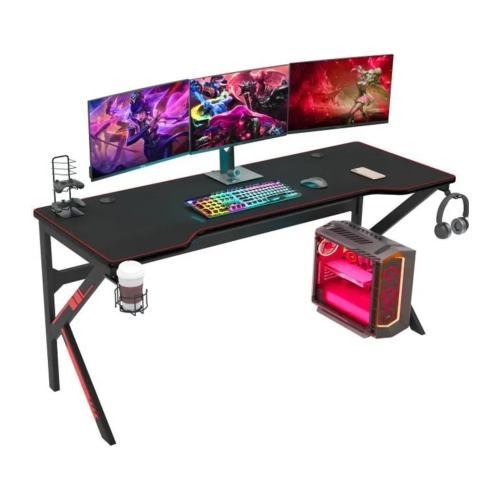 Bureau Gamer SOGESHOME 160 CM avec Tapis de Souris Complet & Gaming Rack/Chargeur à USB – Noir