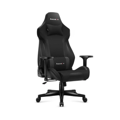 Chaise gaming HUZARO FORCE 7.6 Noir, Chaise Bureau, Pc Gaming, Ergonomique, Coussin Lombaire Têtière, Accoudoirs Réglable, Pivotant