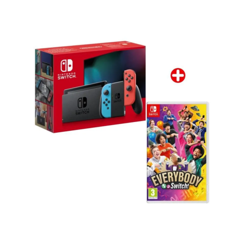 Pack Nintendo : Console Nintendo Switch • Bleu Néon & Rouge Néon + Everybody 1-2-Switch!