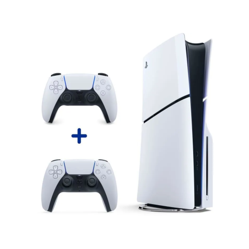 Pack PS5 Standard : Console PS5 (Modèle Slim) + 2ème Manette sans fil PS5 DualSense Blanche