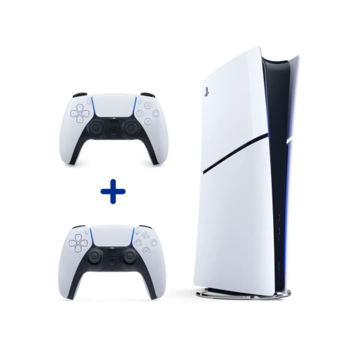 Pack PS5 Digital : Console PS5 Digitale (Modèle Slim) + 2ème Manette sans fil PS5 DualSense Blanche