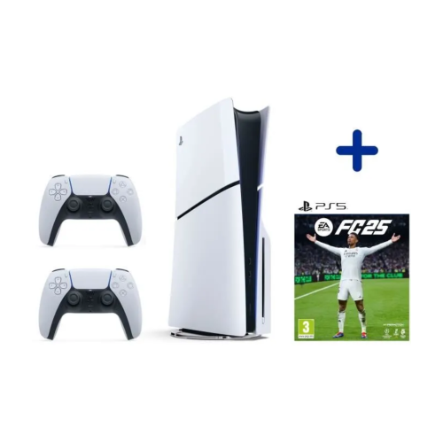 Pack PS5 Standard : Console PS5 (Modèle Slim) + Manette DualSense Blanche + EA FC25